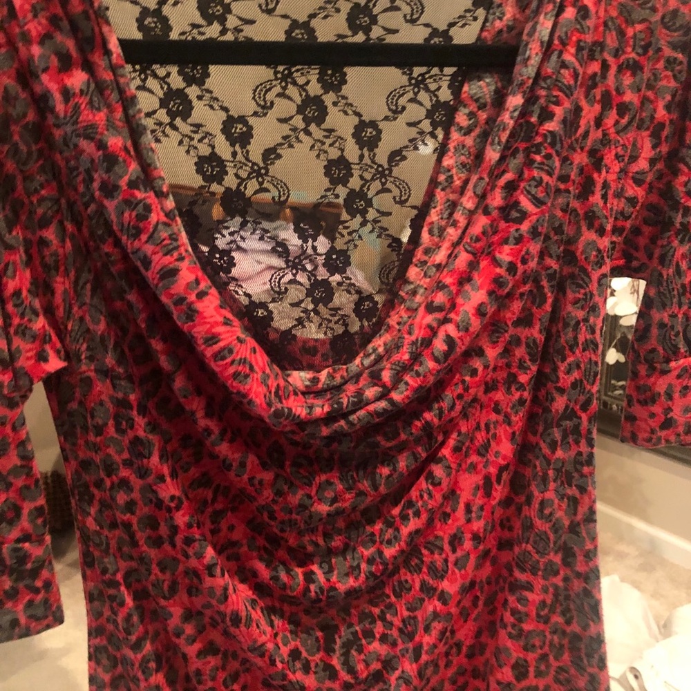 Red Cheetah Print Top - Picture 2 of 6